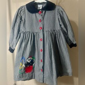 Charming Kids Checkered Dress with Red Buttons